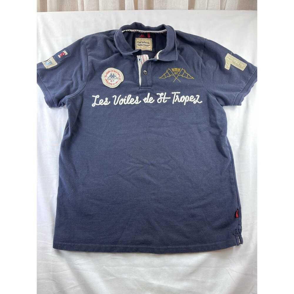 Kappa Les Voiles de Saint-Tropez Polo Shirt Mens XL Navy Blue Sailing Yachting